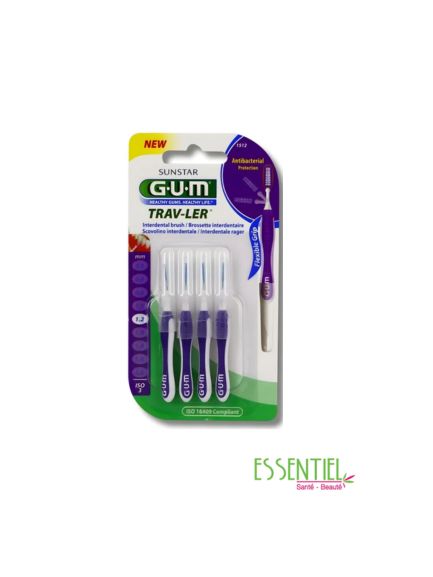 GUM Brossettes Traveler extrafine cylindrique, bte de 4 (1512)