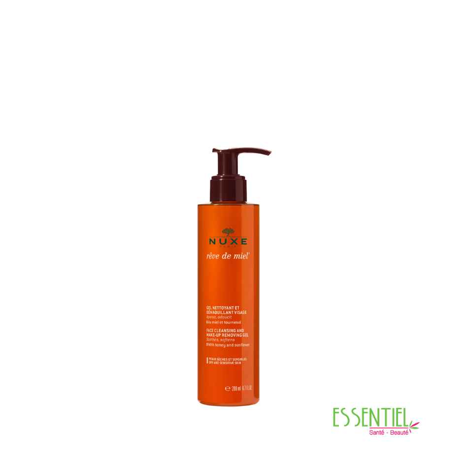 NUXE Rêve de miel Gel nettoyant et démaquillant visage, 200ml