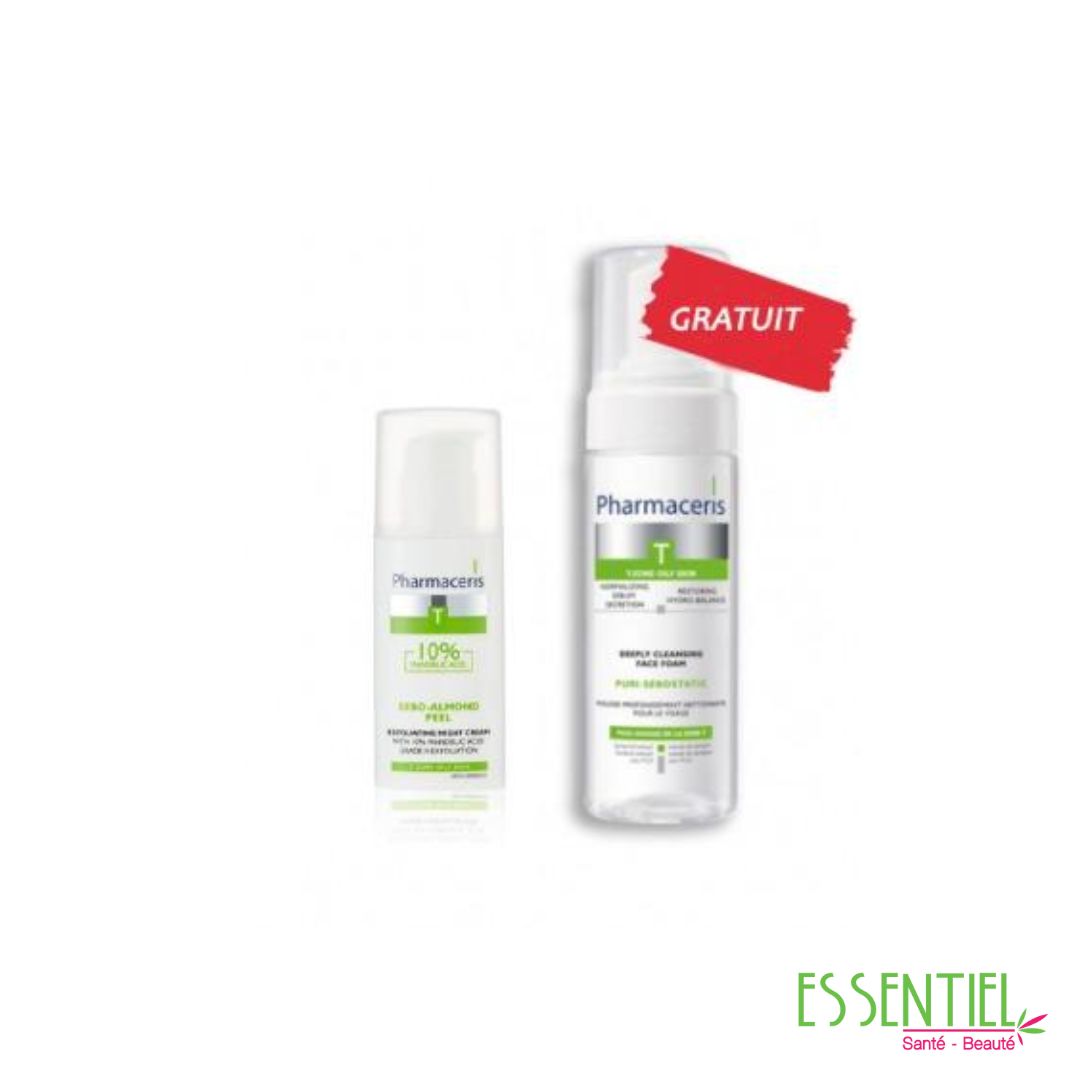 PHARMACERIS LOT SEBO ALMOND PEEL 10% + MOUSSE PURI-SEBOSTATIC OFFERTE