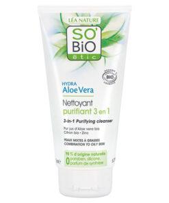 SO BIO Gel nettoyant Purifiant 3 en 1 Hydra Aloe Vera