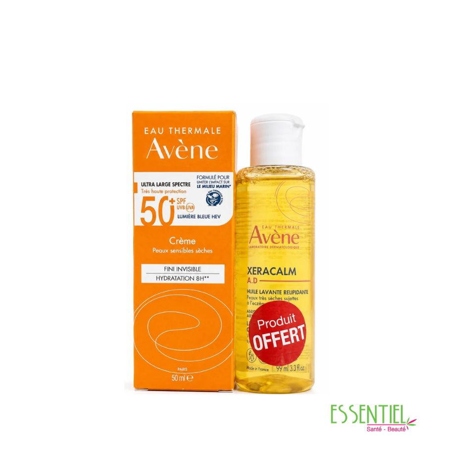 avene creme spf 50+ + xderacalm huile 200ml offert