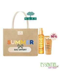 NUXE Crème Solaire Fondante Haute Protection SPF50 visage 50ml+Huile Solaire Bronzante Haute Protection SPF30 visage et corps+Sac gratuit
