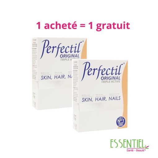 VITABIOTICS PERFECTIL TRIPLE ACTIVE PEAU CHEVEUX ONGLES est un complément alimentaire complet, le numéro 1 en Angleterre grâce à son efficacité scientifiquement prouvée. PERFECTIL est conçu pour compléter votre routine quotidienne de soins de la peau, capillaires et des ongles, avec une gamme de plus de 20 oligo-éléments : Les vitamines B2, B3 et Biotine qui contribue a l’entretien de la peau. Les minéraux, sélénium et le zinc qui contribue a l’entretien de cheveux et les ongles. Conseils D’utilisation: Prendre 1 comprime de VITABIOTICS PERFECTIL TRIPLE ACTIVE par jour, après le repas avec un verre d’eau .Il est fortement conseillé de ne pas dépasser les doses recommandées. PERFECTIL ne remplace pas une alimentation variée et équilibrée.