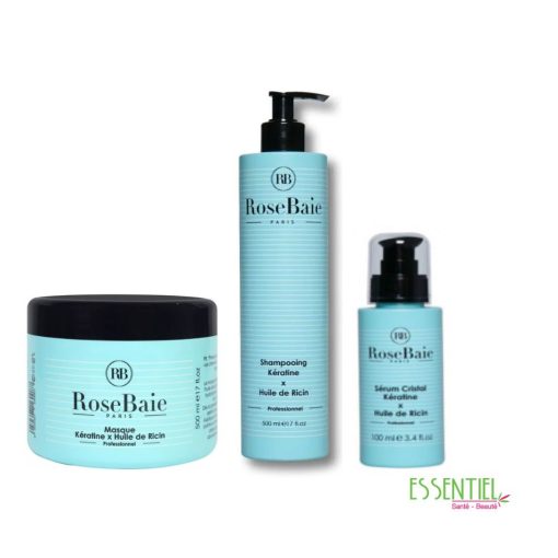 RoseBaie Trio Huile de Ricin Shampoing Masque et Sérum