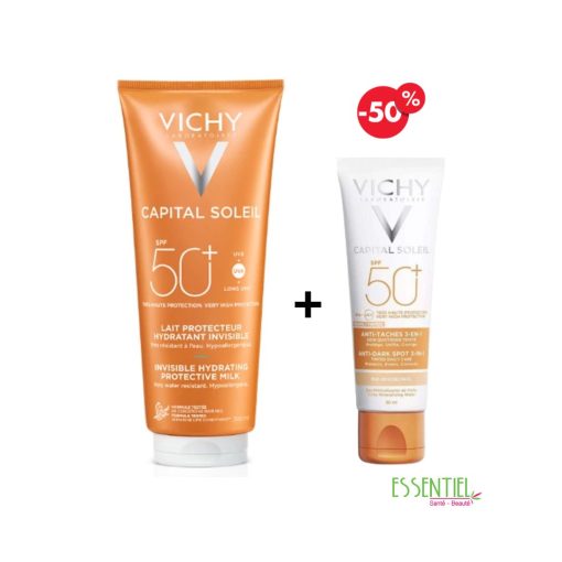 VICHY CAPITAL SOLEIL LAIT 300ML +SOIN ANTI-TACHES TEINTÉ 3-EN-1 SPF 50+