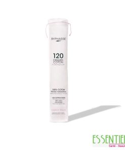 BYphasse coton démaquillants 120 disques – disques de coton doux, résistants et absorbants pour un démaquillage efficace et respectueux de la peau.