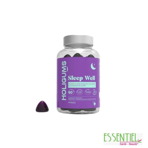 Gummies Holistix HOLIGUMS Sleep Well – pot de 60 gommes vegan naturelles à base de mélatonine et plantes pour un sommeil profond et réparateur.