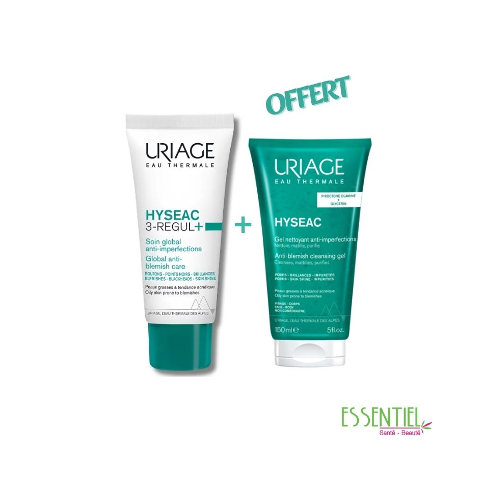 URIAGE HYSEAC DUO 3 REGUL+ SOIN GLOBAL + Gel Nettoyant 50ML OFFERT