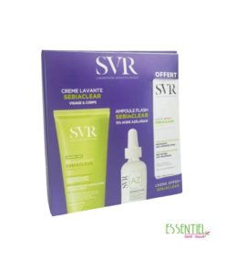 svr pack sebiaclear ampoule flash AZ + creme lavante+ ecran spf50+
