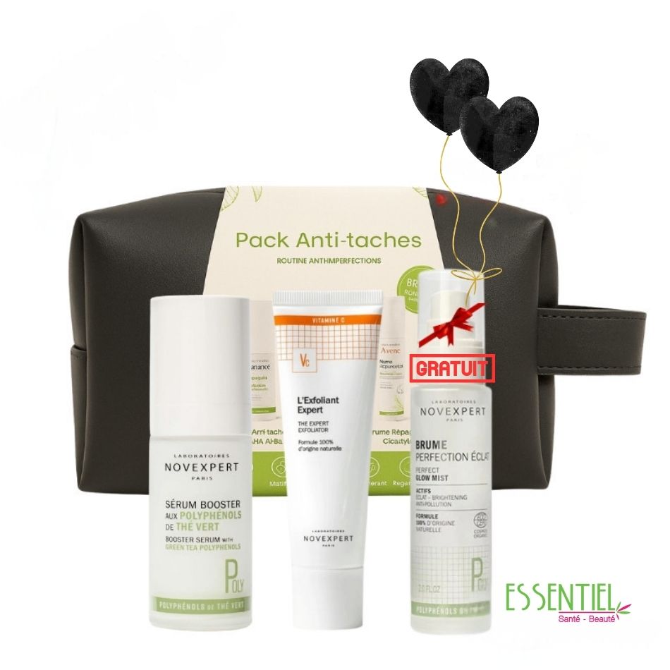 Novexpert Pack Anti-Tache – Sérum Booster, Exfoliant et Brume Éclat avec trousse offerte