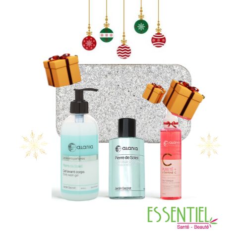 ALANIA COFFRET PIERRE DE SOLEIL GEL LAVANT CORPS 350ML+EAU PARFUMEE 100 ML+EAU TONIQUE 150ML (OFFERT)+TROUSSE (OFFERT)