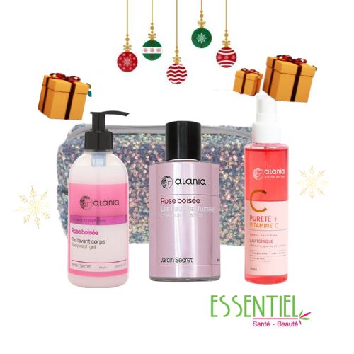 ALANIA COFFRET ROSE BOISEE GEL LAVANT CORPS 350ML+EAU PARFUMEE 100 ML+EAU TONIQUE 150ML (OFFERT)+TROUSSE (OFFERT)