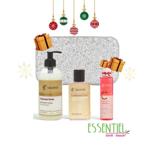 ALANIA COFFRET TUBEREUSE DOREE GEL LAVANT CORPS 350ML+EAU PARFUMEE 100 ML+EAU TONIQUE 150ML (OFFERT)+TROUSSE (OFFERT)