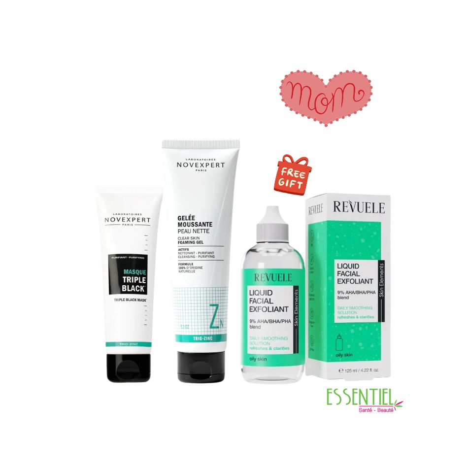 NOVEXPERT MASQUE TRIPLE ACTION+GELEE MOUSSANTE +REVUELE LIQUIDE EXFOLIANT OFFERT