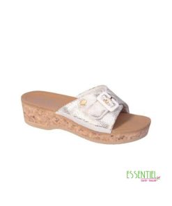 SCHOLL MULE WAPPY TOBACCOBLANC-ARGENT