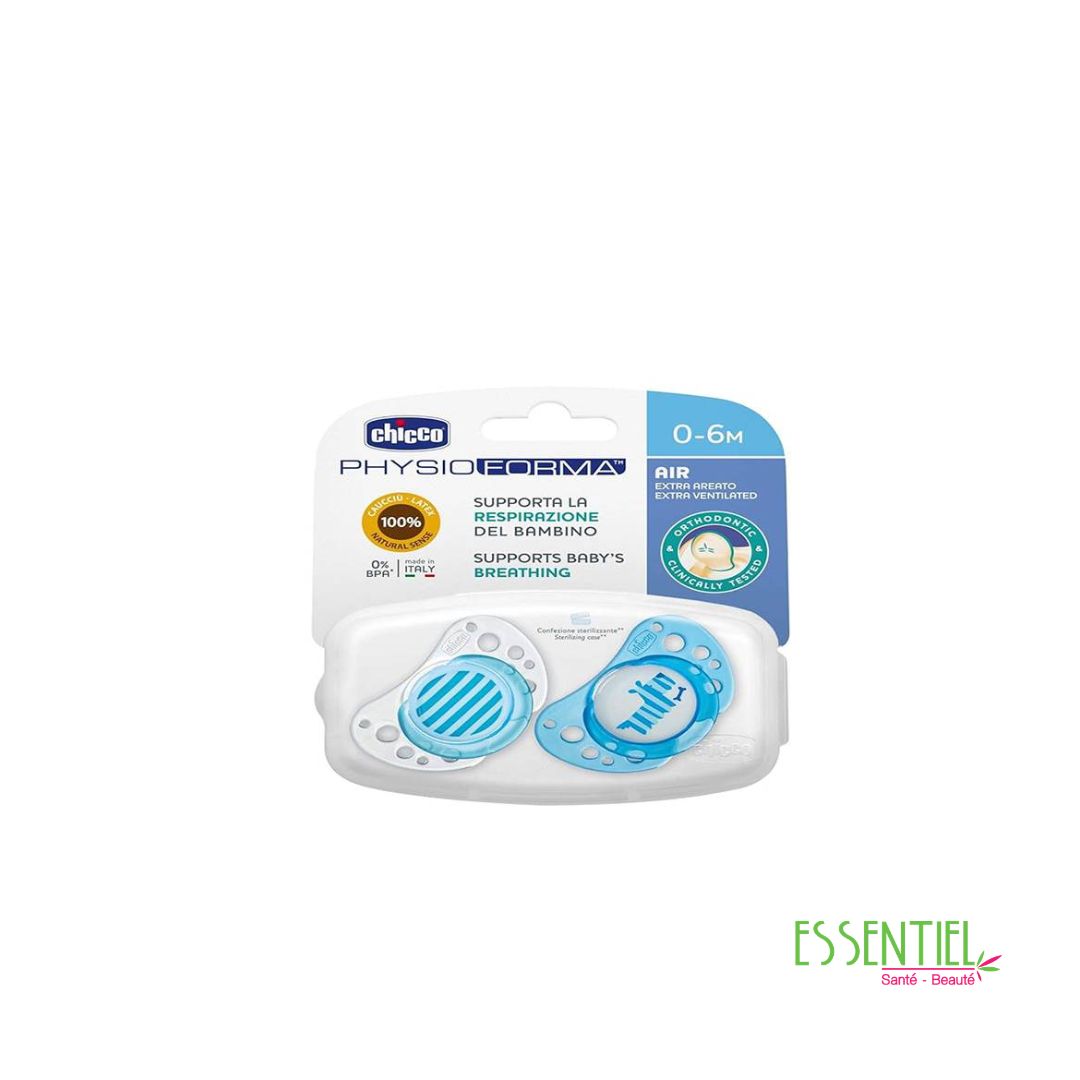 Chicco Physio Air Sucette 2 Pièces Bleu 0-6 M