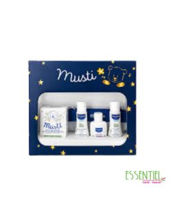 MUSTELA MUSTI COFFRET EAU PARFUMEE+EAU NETTOYANTE+LINIMENT+GEL LAVANT DOUX ET TROUSSE (OFFERT)