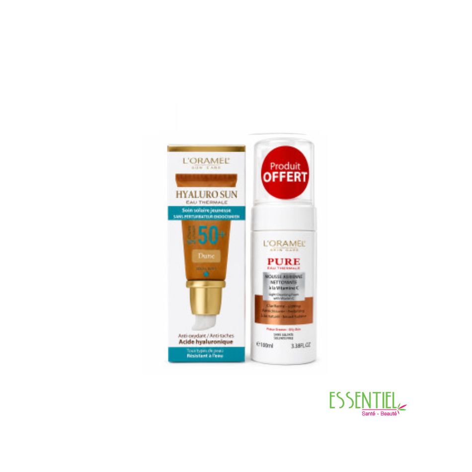 l'oramel pack ecran spf 50 dune + mousse nettoyante