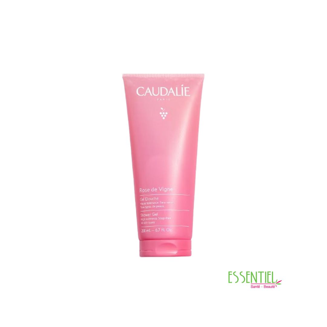 Caudalie Gel Douche Rose de Vigne 200 ml gel douche sans savon aux notes de rose, rhubarbe et musc blanc