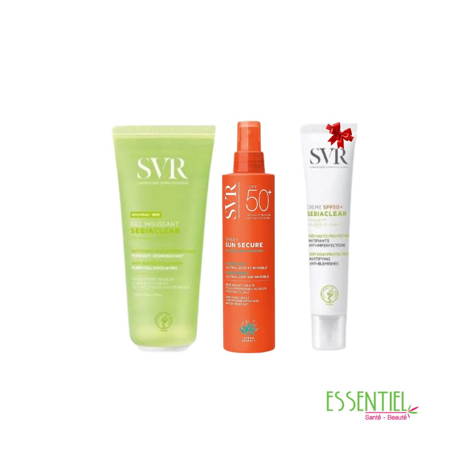 SVR PACK SEBIACLEAR GEL 200ML +SUN SECURE Spray SPF50+ SEBIACLEAR ECRAN 50+ OFFERT (1)