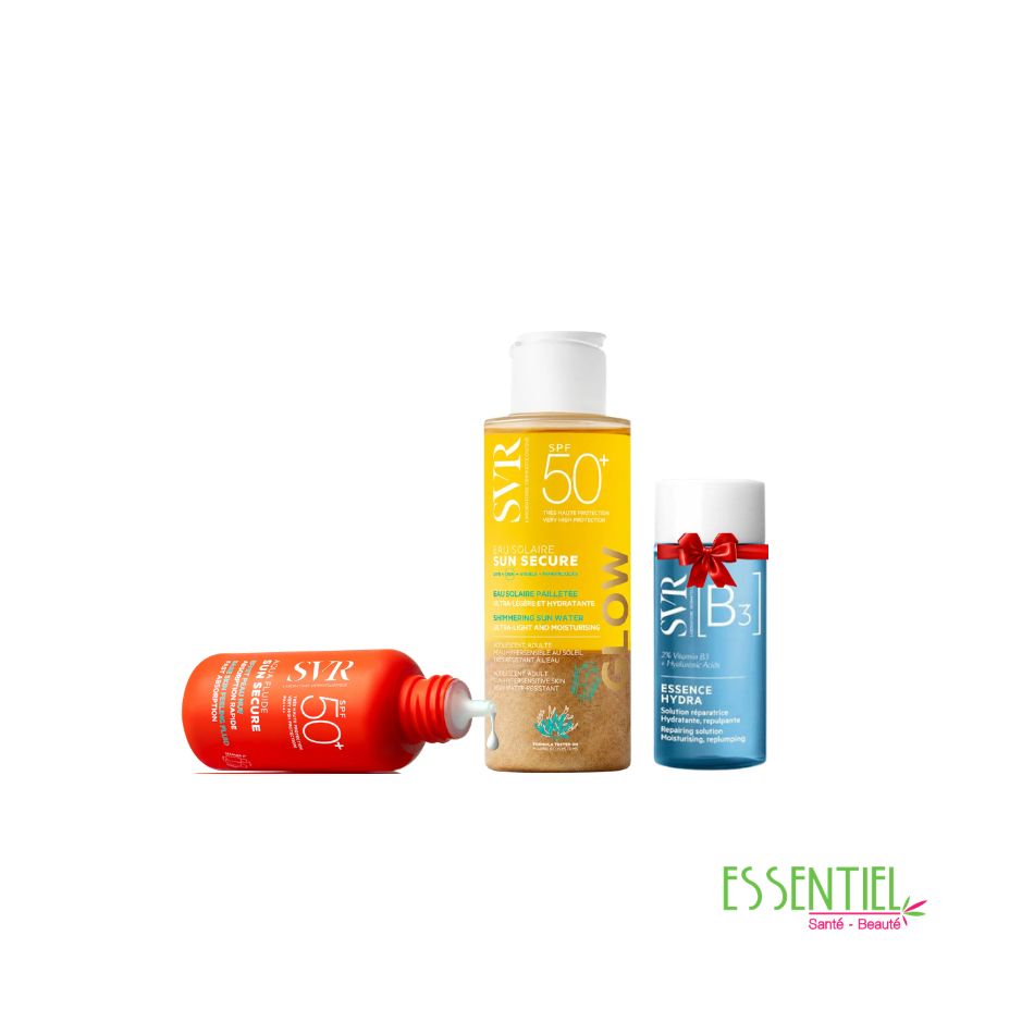 SVR PACK SUN SECURE AQUA FLUIDE 50+ + SUN SECURE EAU SOLAIRE GLOW 50+ +ESSENCE B3 30ML OFFERT