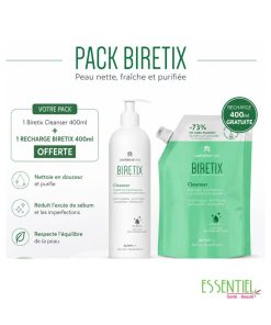 cantabria labs biretix pack gel nettoyant pompe + recharge 400ml gratuit