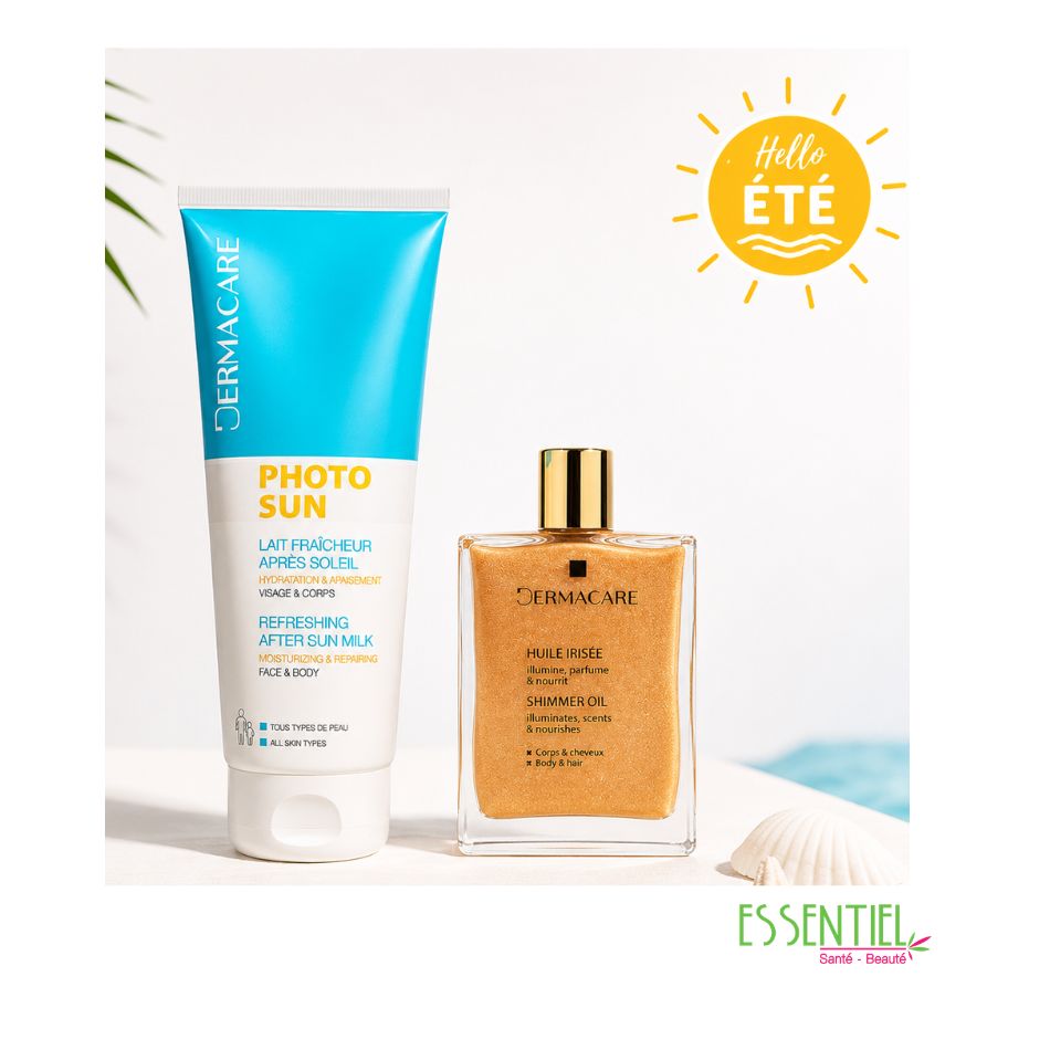 dermacare huile paillete + photo sun aprés soleil