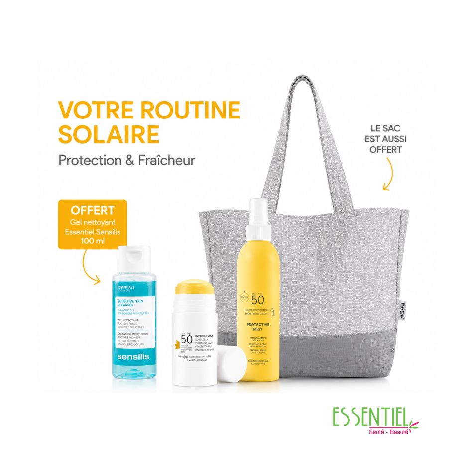 sensilis pack ecran pour le corps spf 50+ 150ml + stick babe + gel nettoyant 100ml offert + sac offert