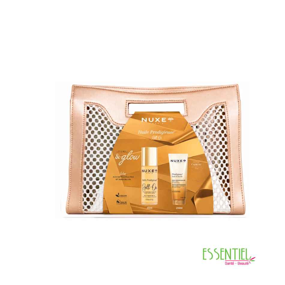 Coffret NUXE Roll & Glow Éclat 60 ml + Huile de Douche 200 ml + Sac Offert